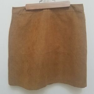 Tan faux-suede mini skirt